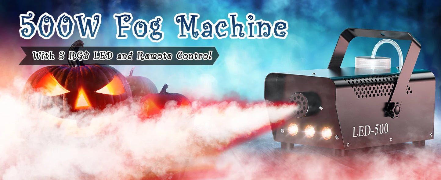 U'King 500W Smoke Machine RGB 3 LED Mixed Color Fog Machine with Remote Control Stage Smoke Ejector for DJ Halloween Christmas