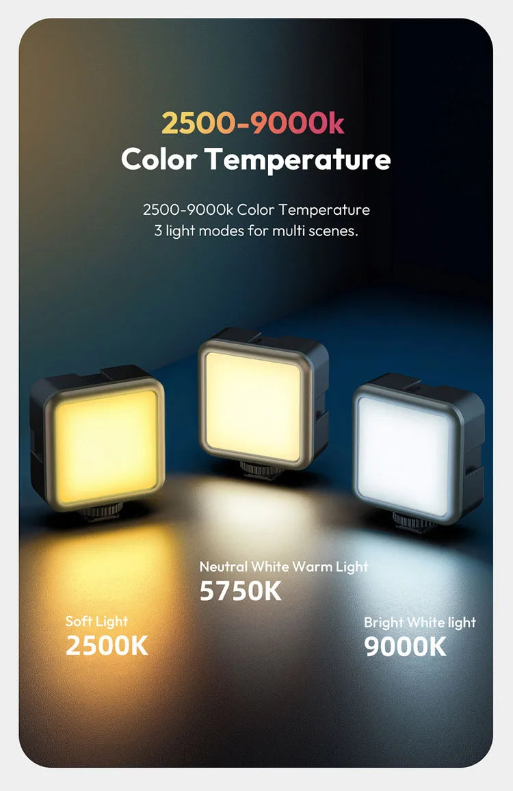 Ulanzi VL49 RGB Video Lights Mini LED Camera Light 2000mAh Rechargable LED Panel Lamp Photo Video Lighting for Youtube Tik tok