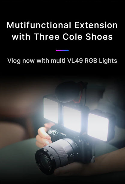 Ulanzi VL49 RGB Video Lights Mini LED Camera Light 2000mAh Rechargable LED Panel Lamp Photo Video Lighting for Youtube Tik tok